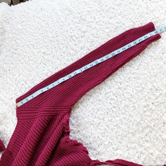 Don't Ask Why Maroon Lace Up Knit Sweater - Picture 7 of 7